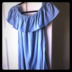 Loft off the shoulder chambray dress